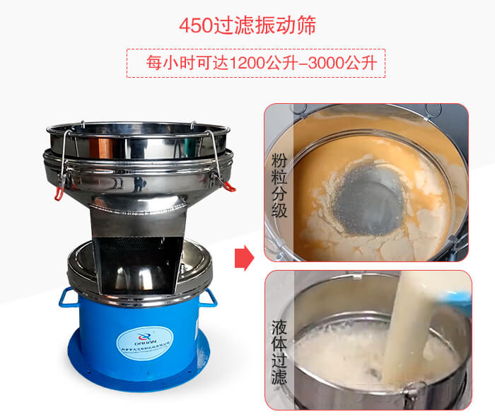 450過濾振動篩粉狀，液體物料篩分過濾展示圖